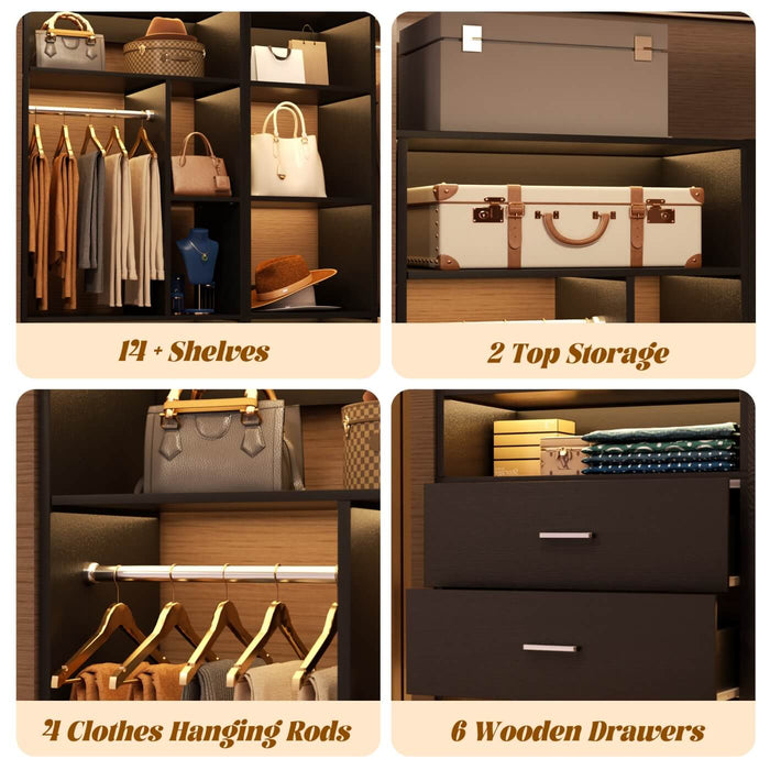 Heavy Duty Corner Closet Organizer System with 6 Drawers and 16 Shelves