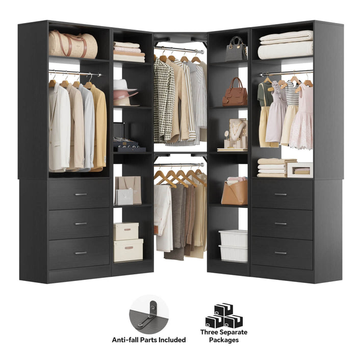 Heavy Duty Corner Closet Organizer System with 6 Drawers and 16 Shelves