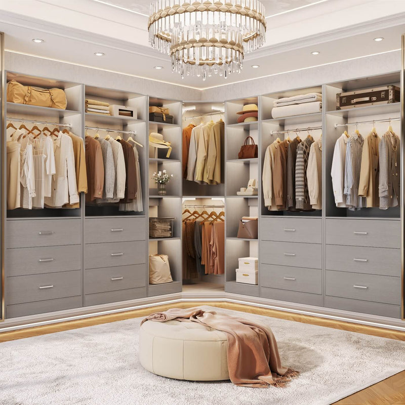 Heavy Duty Corner Closet Organizer System with 6 Drawers and 16 Shelves