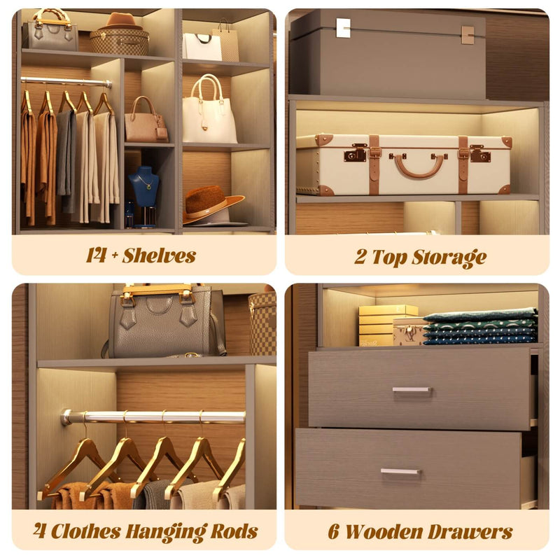 Heavy Duty Corner Closet Organizer System with 6 Drawers and 16 Shelves