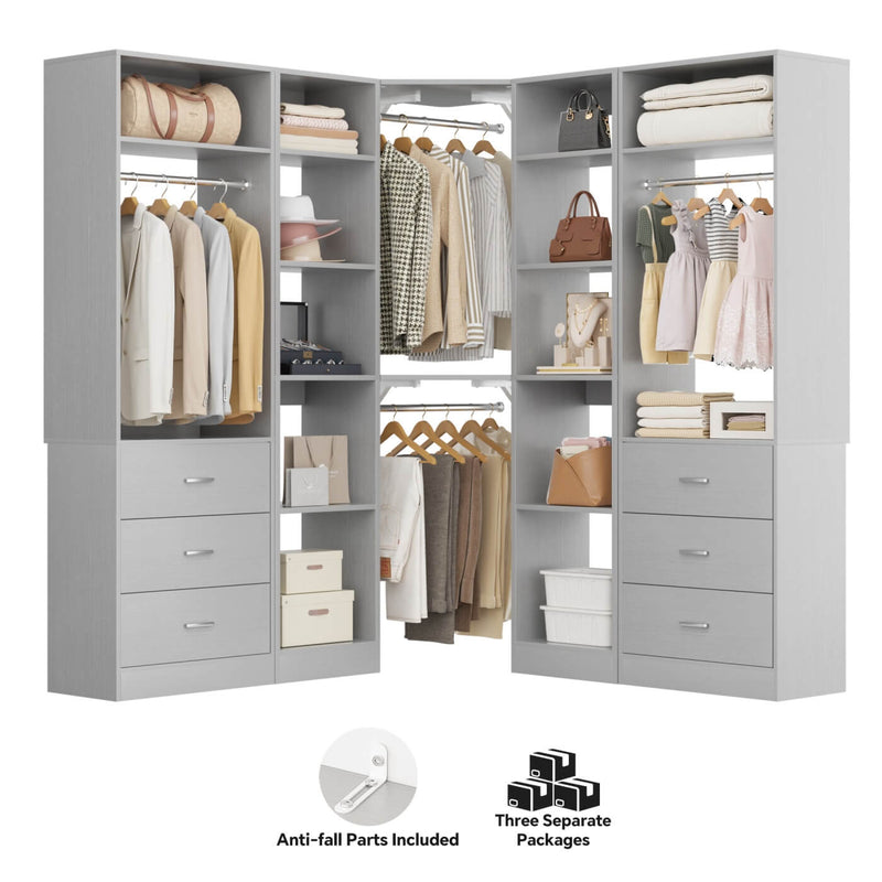 Heavy Duty Corner Closet Organizer System with 6 Drawers and 16 Shelves
