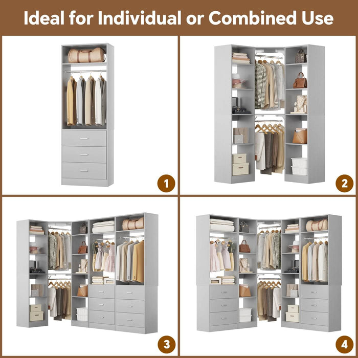 Heavy Duty Corner Closet Organizer System with 6 Drawers and 16 Shelves