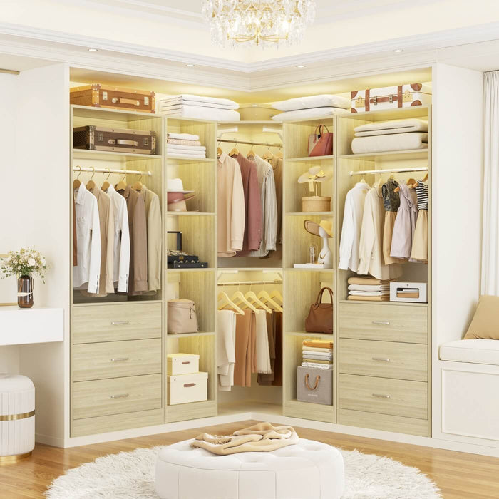 Heavy Duty Corner Closet Organizer System with 6 Drawers and 16 Shelves