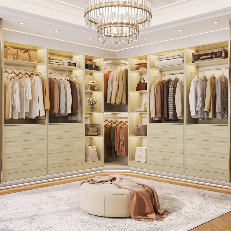 Heavy Duty Corner Closet Organizer System with 6 Drawers and 16 Shelves