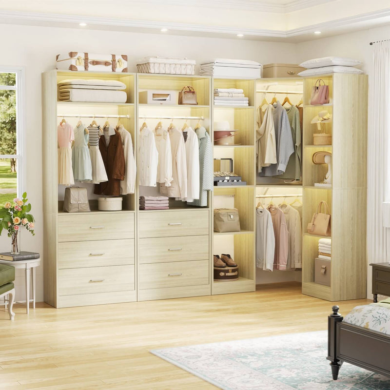 Heavy Duty Corner Closet Organizer System with 6 Drawers and 16 Shelves