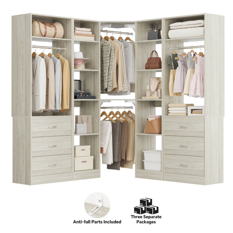 Heavy Duty Corner Closet Organizer System with 6 Drawers and 16 Shelves