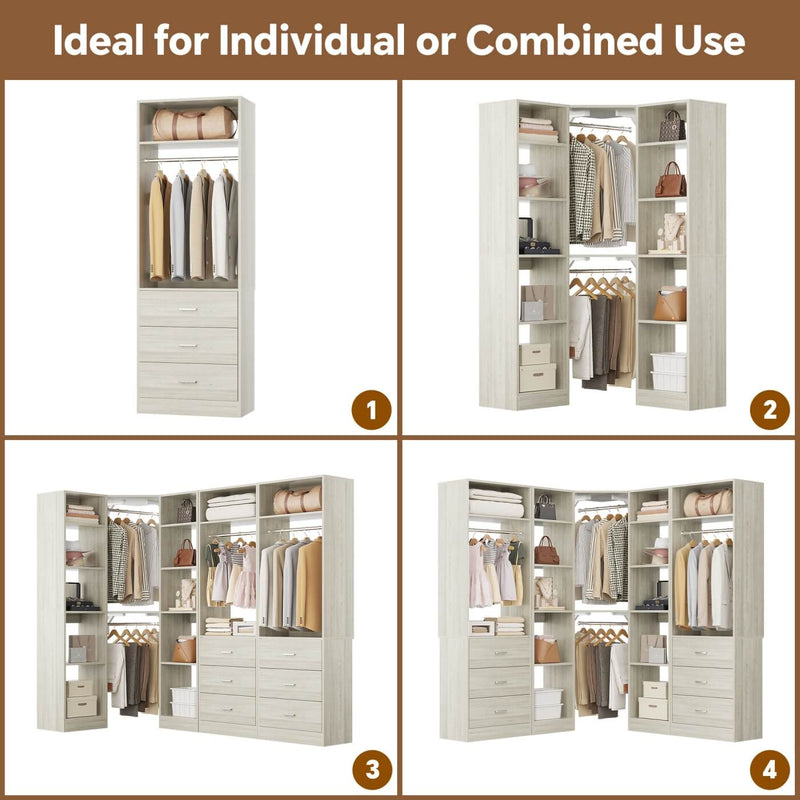 Heavy Duty Corner Closet Organizer System with 6 Drawers and 16 Shelves