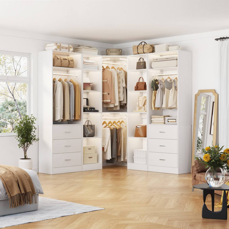 Heavy Duty Corner Closet Organizer System with 6 Drawers and 16 Shelves