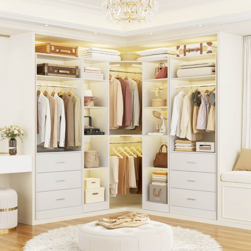 Heavy Duty Corner Closet Organizer System with 6 Drawers and 16 Shelves