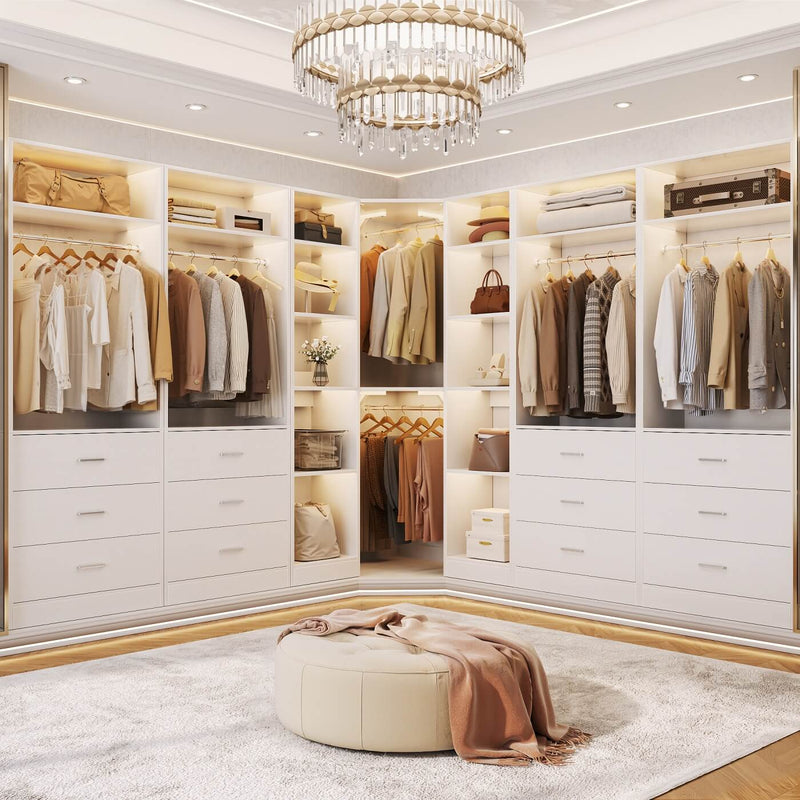 Heavy Duty Corner Closet Organizer System with 6 Drawers and 16 Shelves