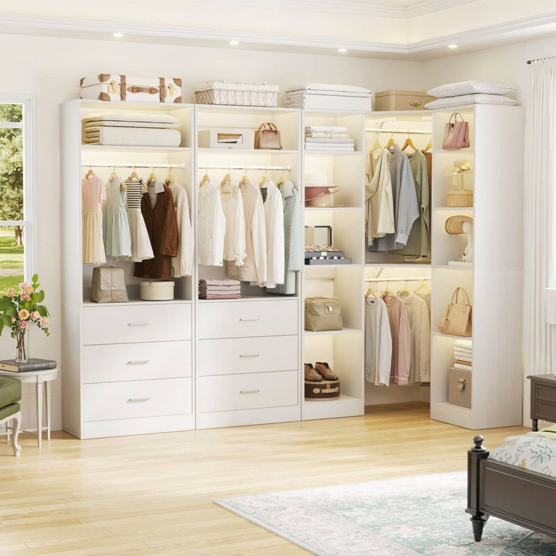 Heavy Duty Corner Closet Organizer System with 6 Drawers and 16 Shelves