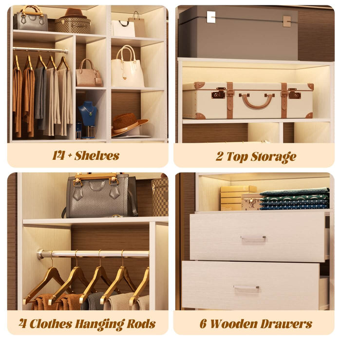 Heavy Duty Corner Closet Organizer System with 6 Drawers and 16 Shelves