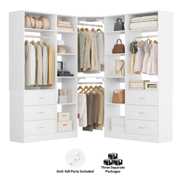 Heavy Duty Corner Closet Organizer System with 6 Drawers and 16 Shelves