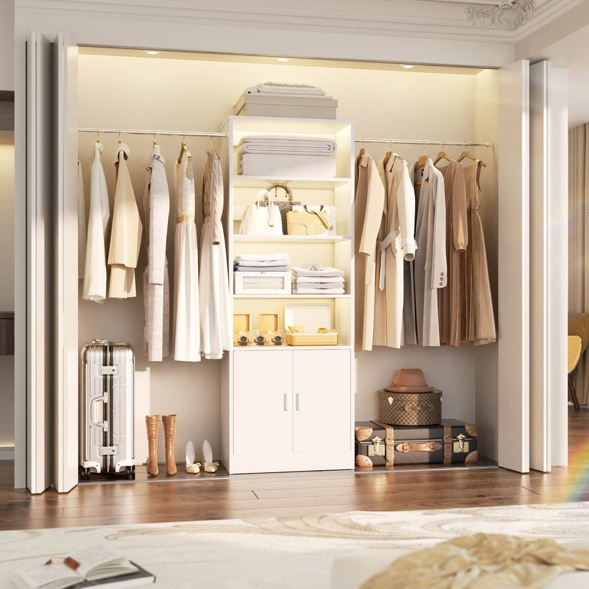 AHOF ユニット ヨントントレカ Aheaplus 96 Inch Walk in Closet System with Hanging Rods and