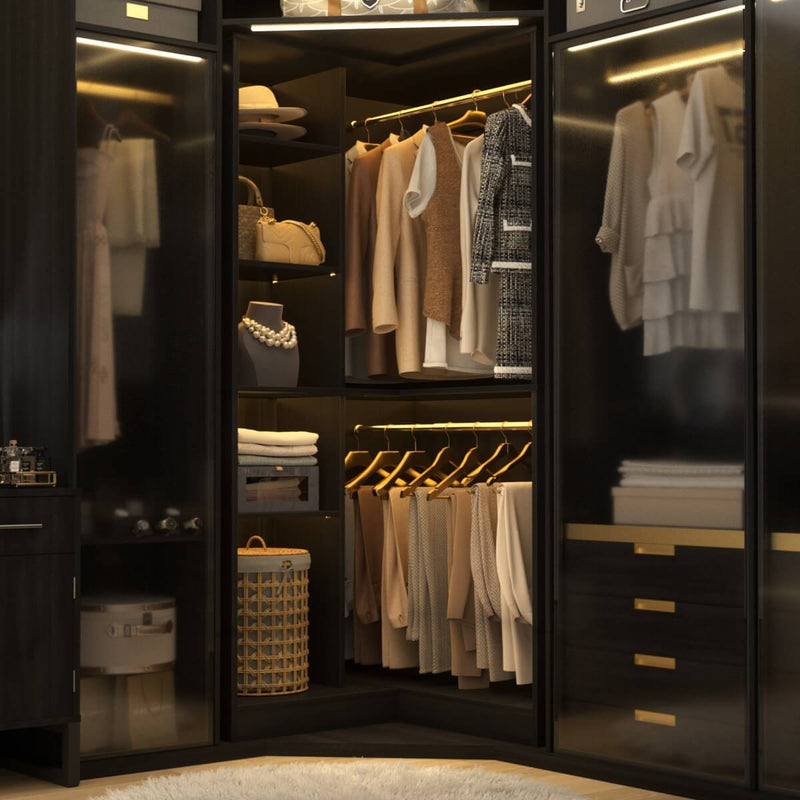 36'' Corner Closet System with 2 Hanging Rods & 5 Storage Shelves, Versatile Storage