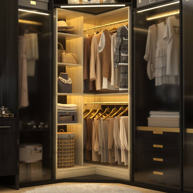 36'' Corner Closet System with 2 Hanging Rods & 5 Storage Shelves, Versatile Storage