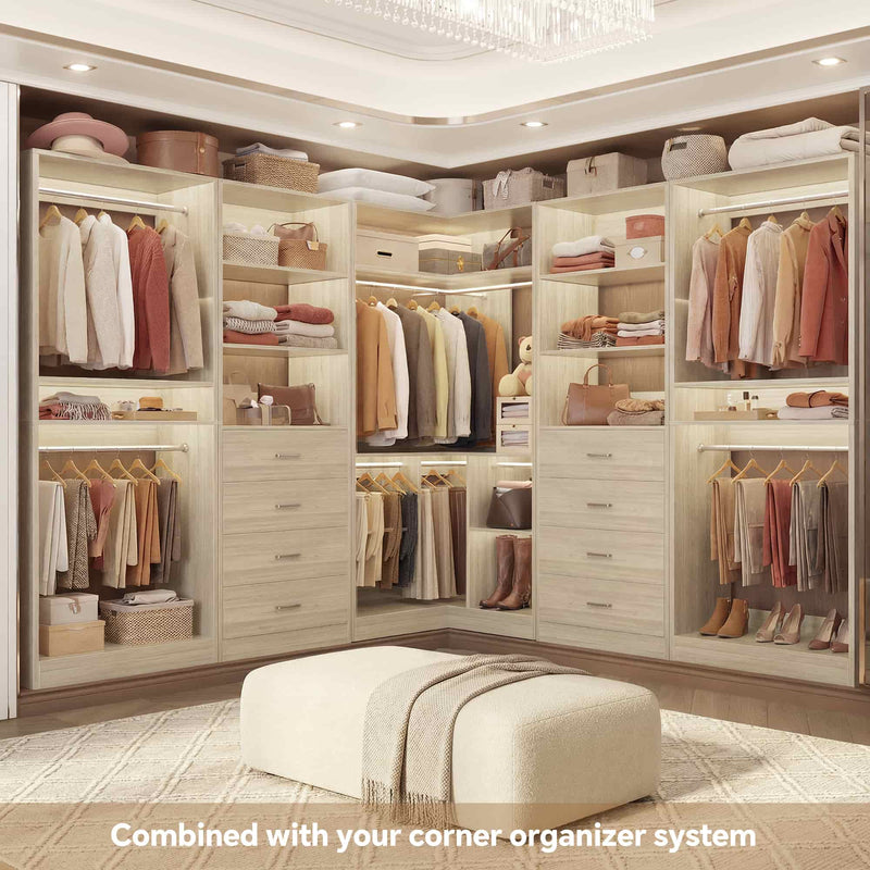 92.6" Walk-In Closet System with 8 Drawers and 4 Hanging Rods, 4-Piece Set
