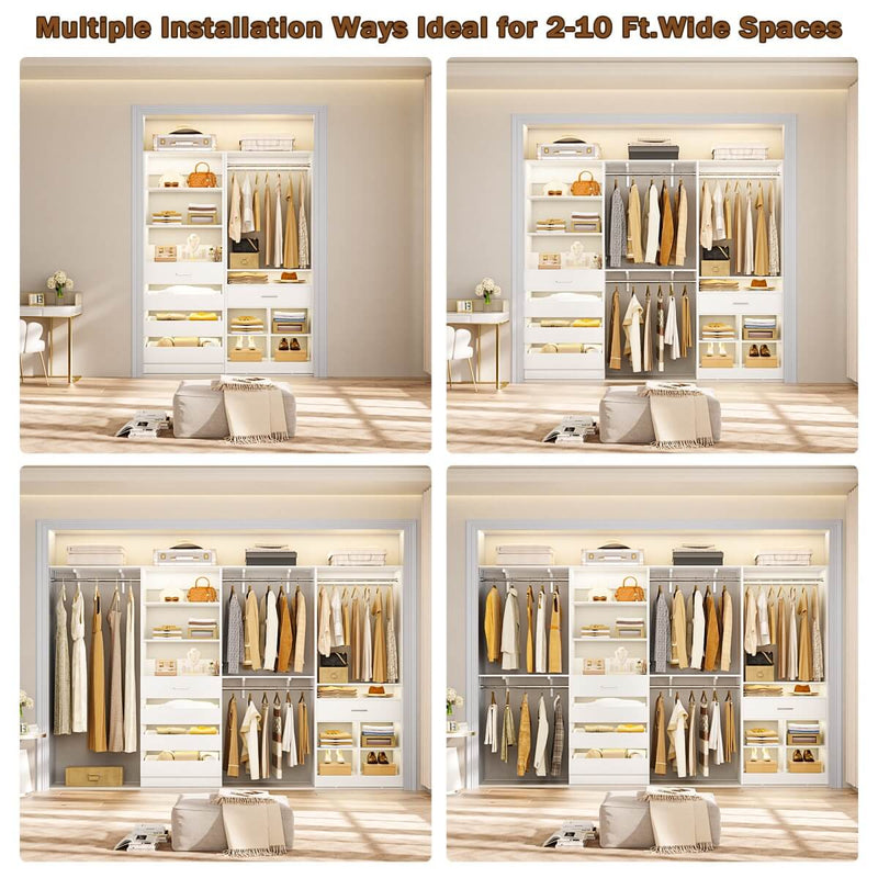 Freestanding Closet Organizer System Set of 2, with 5 Drawers & Hanging Rods