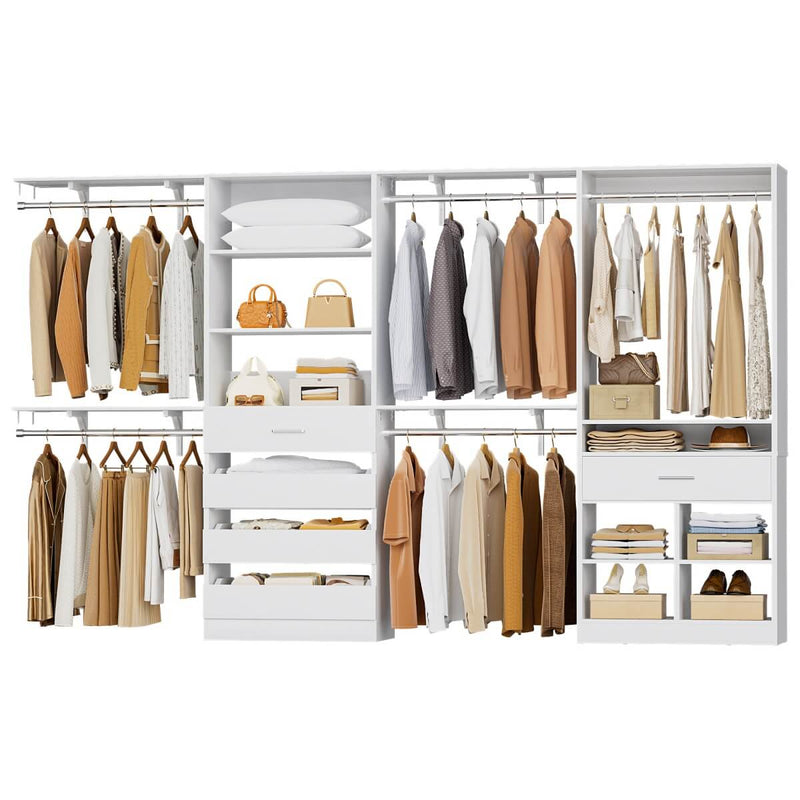 Freestanding Closet Organizer System Set of 2, with 5 Drawers & Hanging Rods