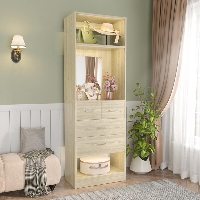 25 Inch Freestanding Closet System with Mirror And Drawers