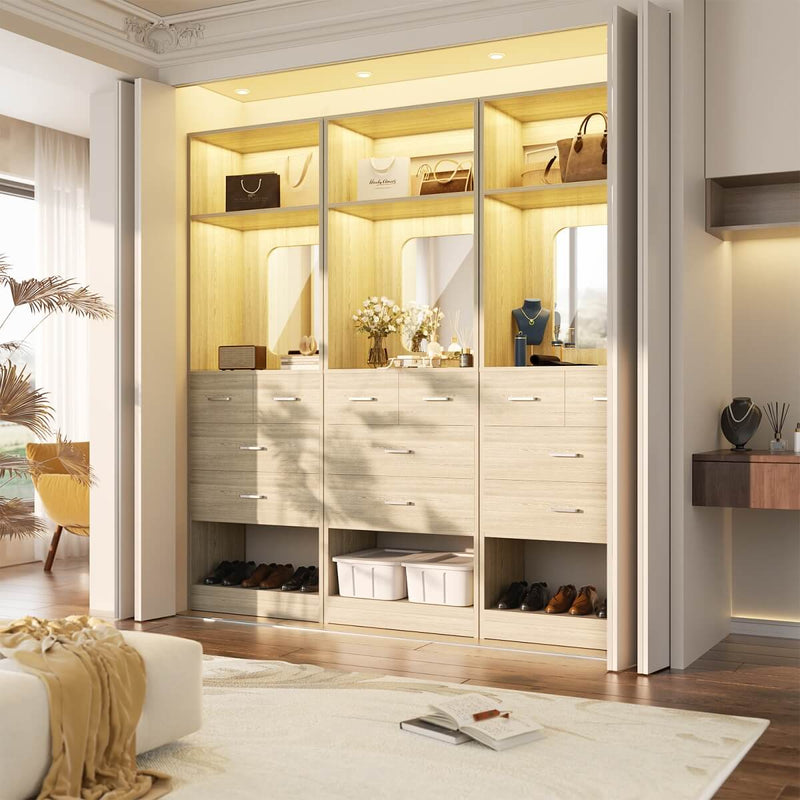 25 Inch Freestanding Closet System with Mirror And Drawers