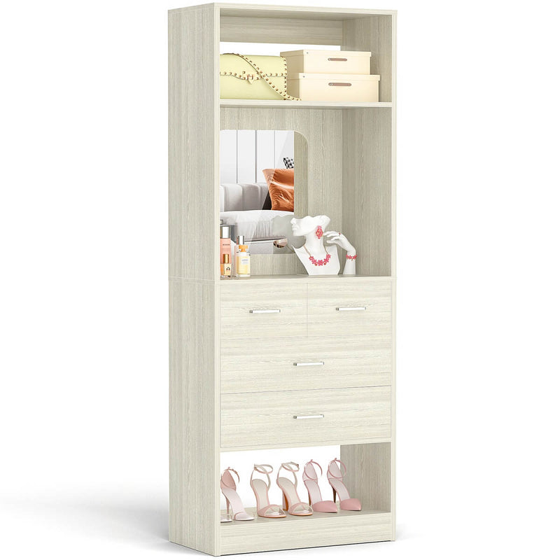 25 Inch Freestanding Closet System with Mirror And Drawers