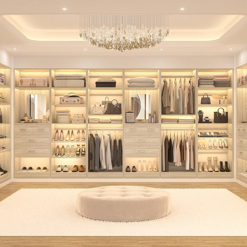 25 Inch Freestanding Closet System with Mirror And Drawers