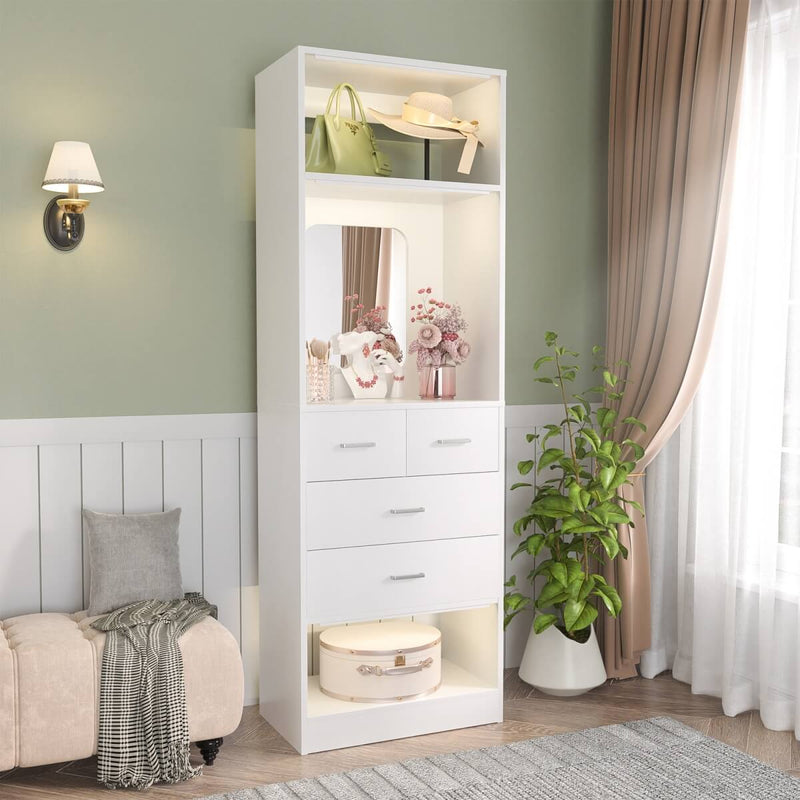 25 Inch Freestanding Closet System with Mirror And Drawers