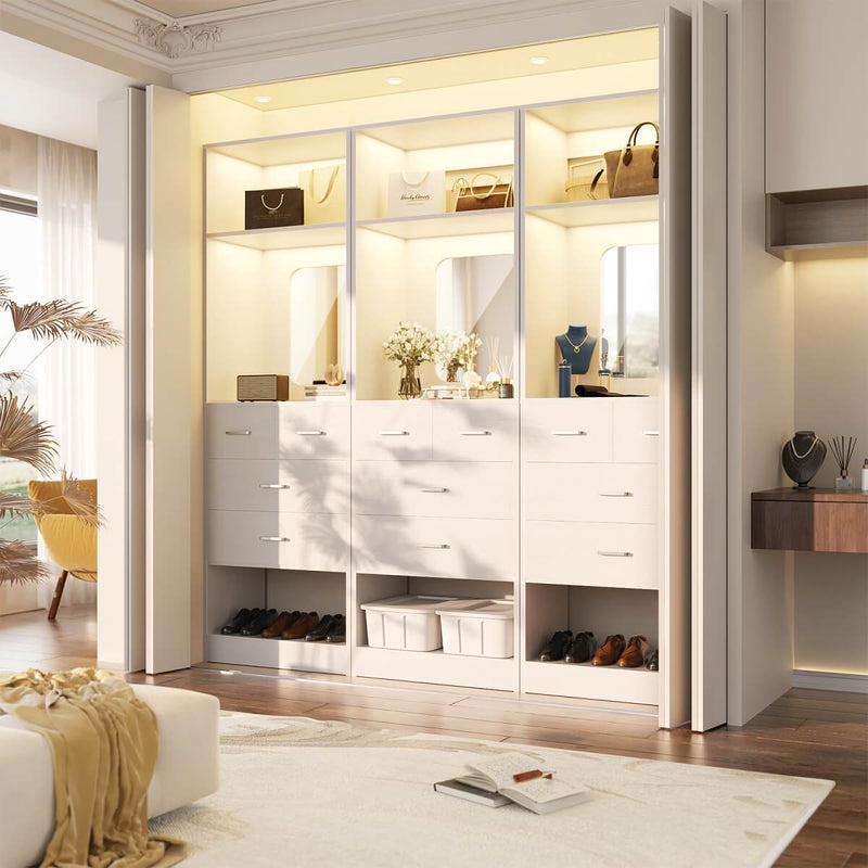 25 Inch Freestanding Closet System with Mirror And Drawers