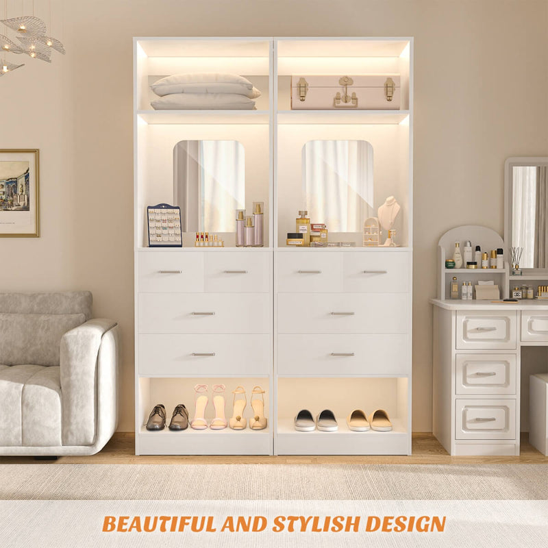 25 Inch Freestanding Closet System with Mirror And Drawers