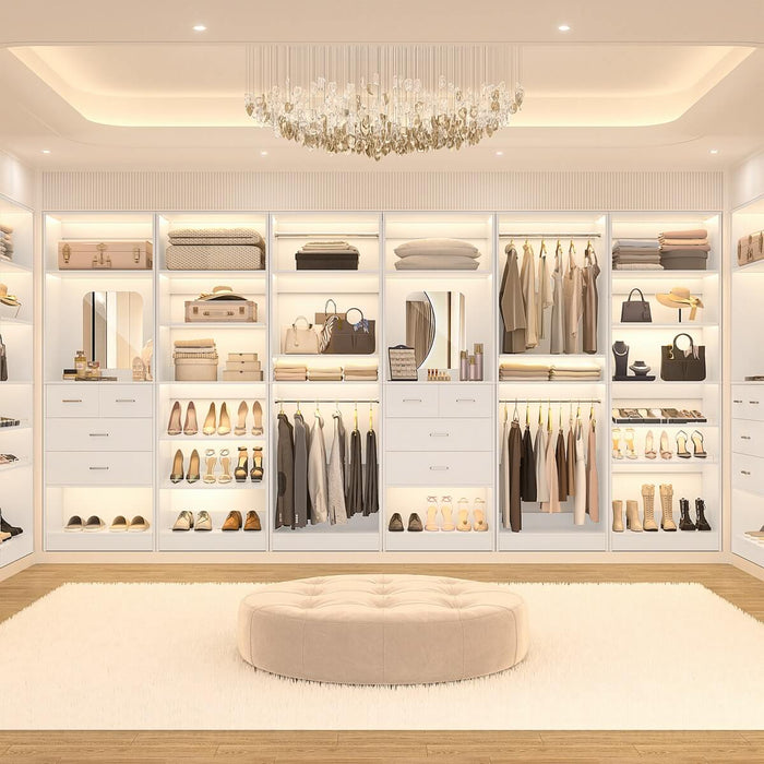 25 Inch Freestanding Closet System with Mirror And Drawers
