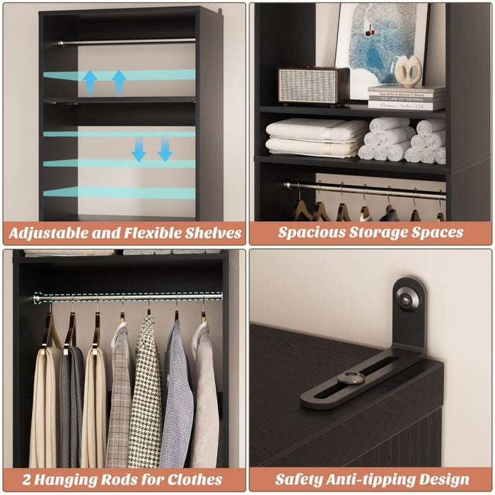 25'' Closet System with 2 Hanging Rods and Adjustable Shelves