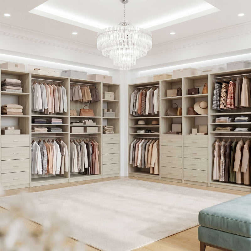 114.6'' Wide 4-Piece Walk-in Closet Organizer with 8 Drawers and 4 Hanging Rods