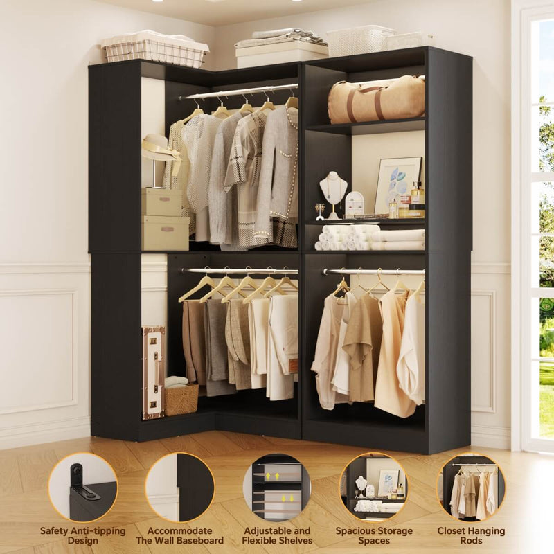 L Shape Corner Closet System 2-Piece Set, 1200 lbs Capacity, 56.5 x 31.5 inches