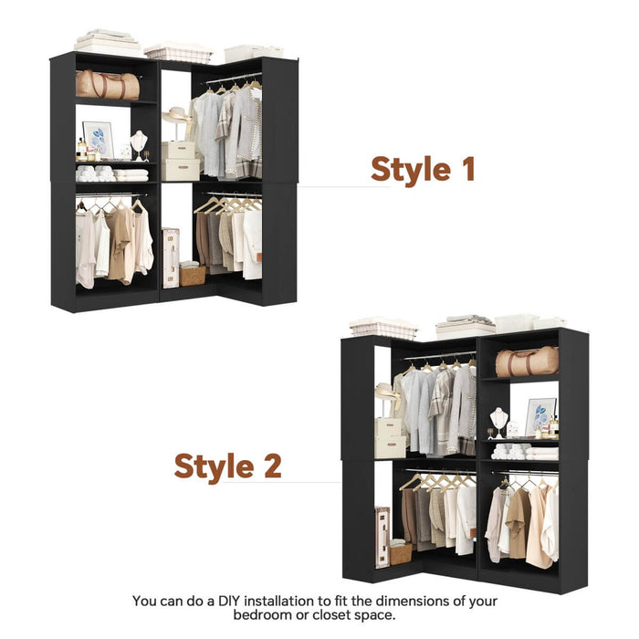 L Shape Corner Closet System 2-Piece Set, 1200 lbs Capacity, 56.5 x 31.5 inches