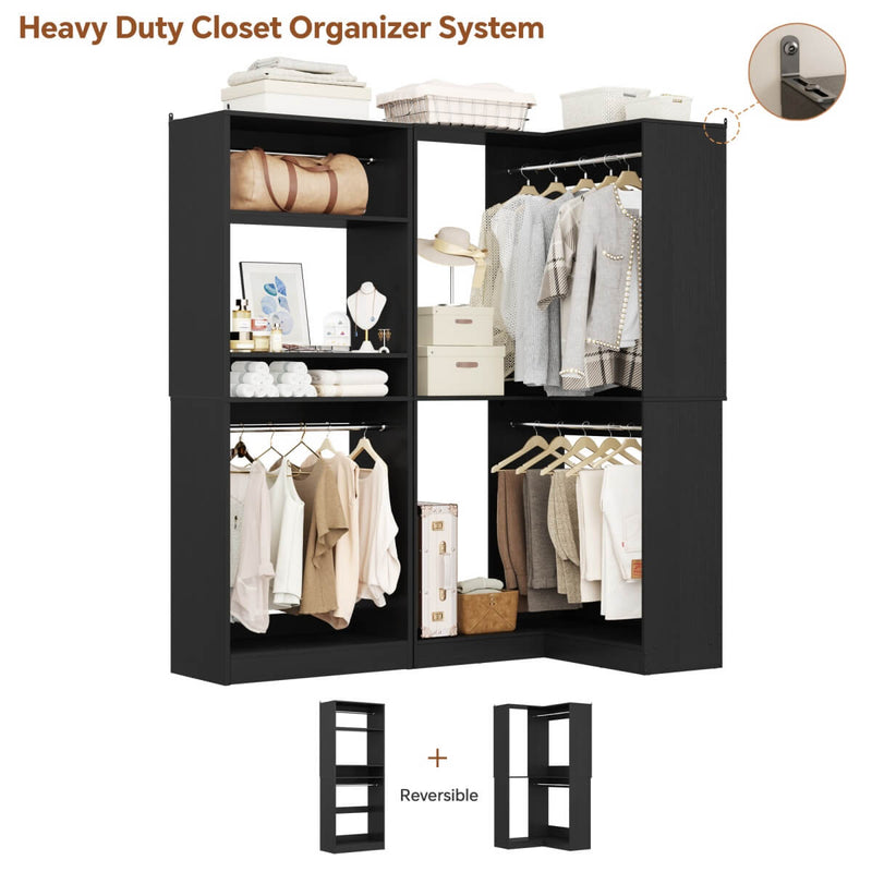 L Shape Corner Closet System 2-Piece Set, 1200 lbs Capacity, 56.5 x 31.5 inches
