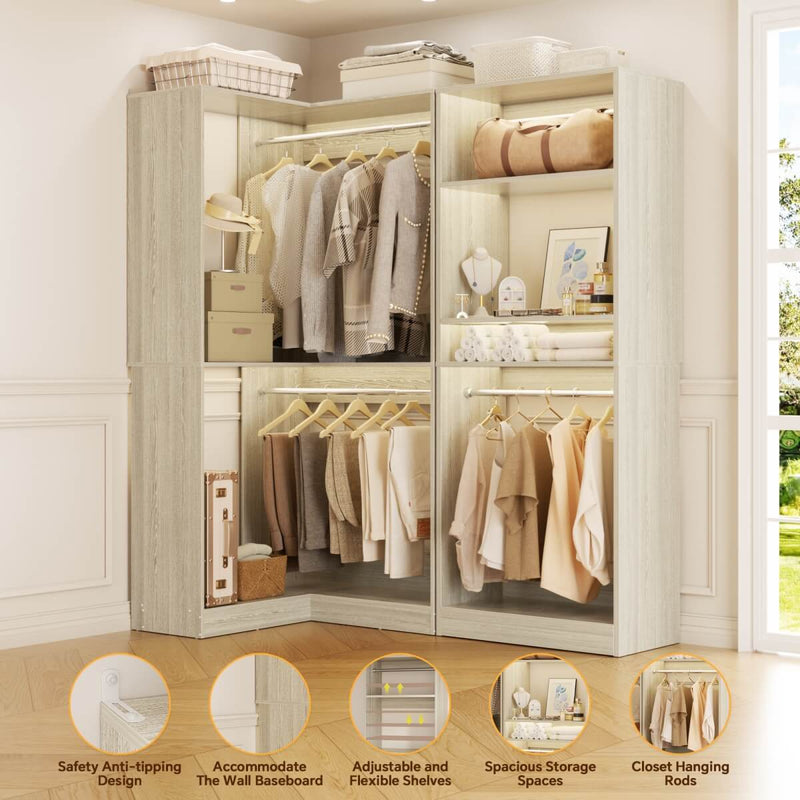L Shape Corner Closet System 2-Piece Set, 1200 lbs Capacity, 56.5 x 31.5 inches
