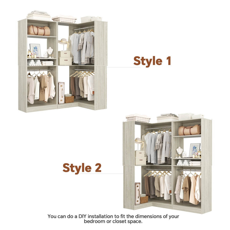 L Shape Corner Closet System 2-Piece Set, 1200 lbs Capacity, 56.5 x 31.5 inches