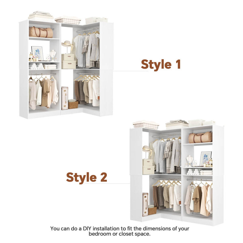 L Shape Corner Closet System 2-Piece Set, 1200 lbs Capacity, 56.5 x 31.5 inches
