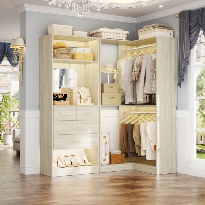 56.5 Inch Corner Closet Organizer System with 4 Drawers