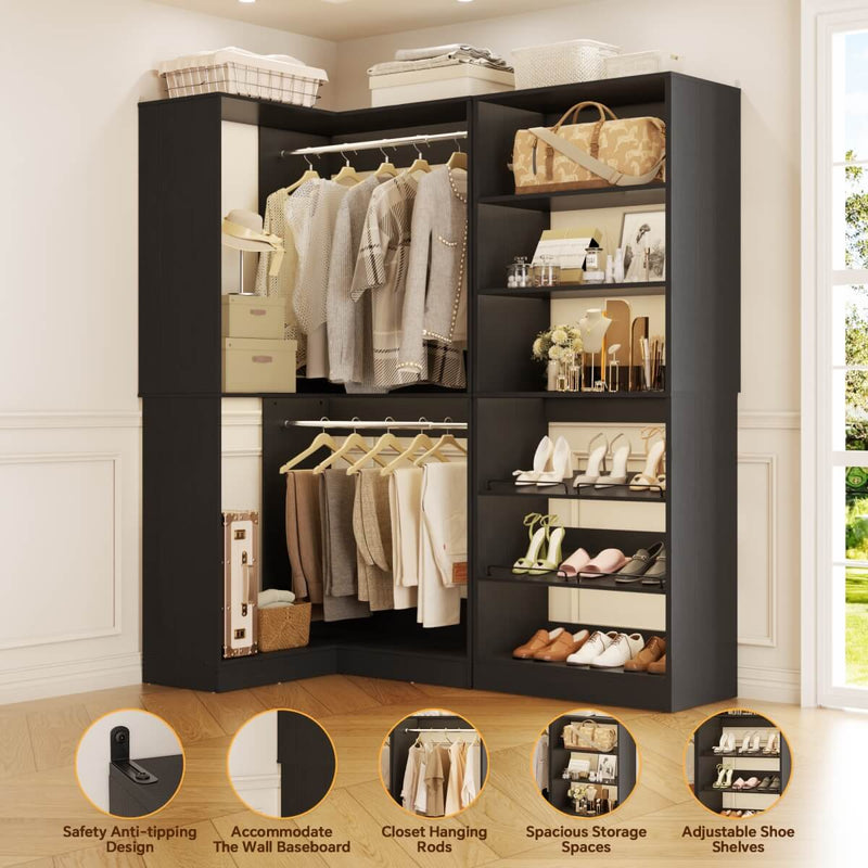 Heavy Duty Corner Closet System Set of 2, with Shoe Closet Tower