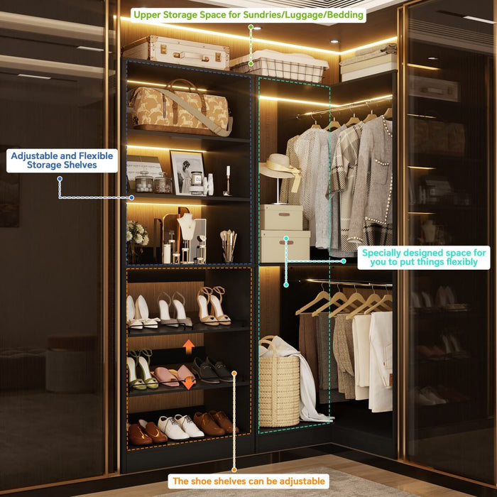 Heavy Duty Corner Closet System Set of 2, with Shoe Closet Tower
