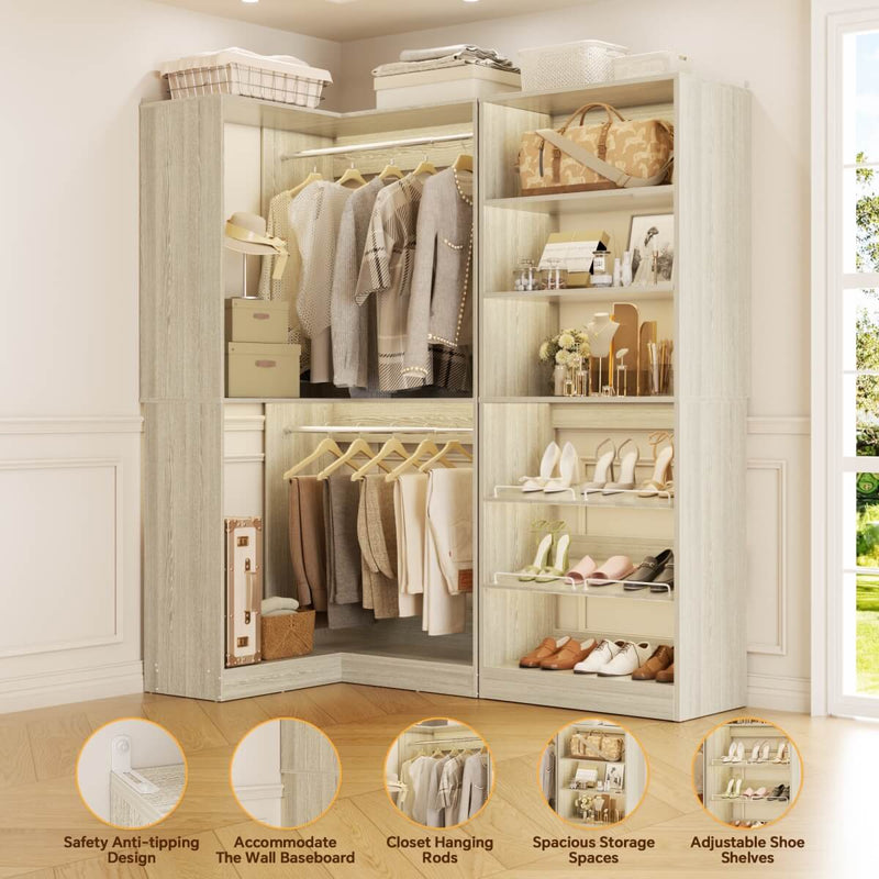 Heavy Duty Corner Closet System Set of 2, with Shoe Closet Tower