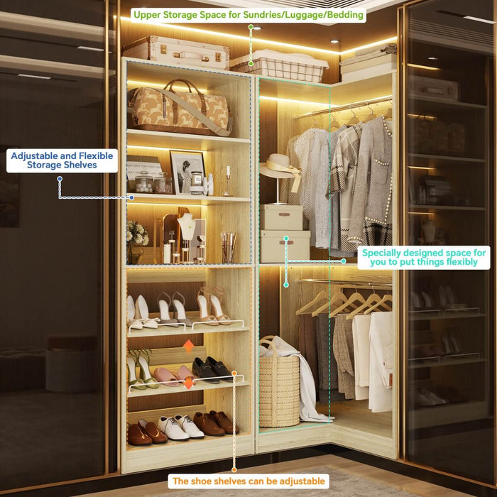 Heavy Duty Corner Closet System Set of 2, with Shoe Closet Tower