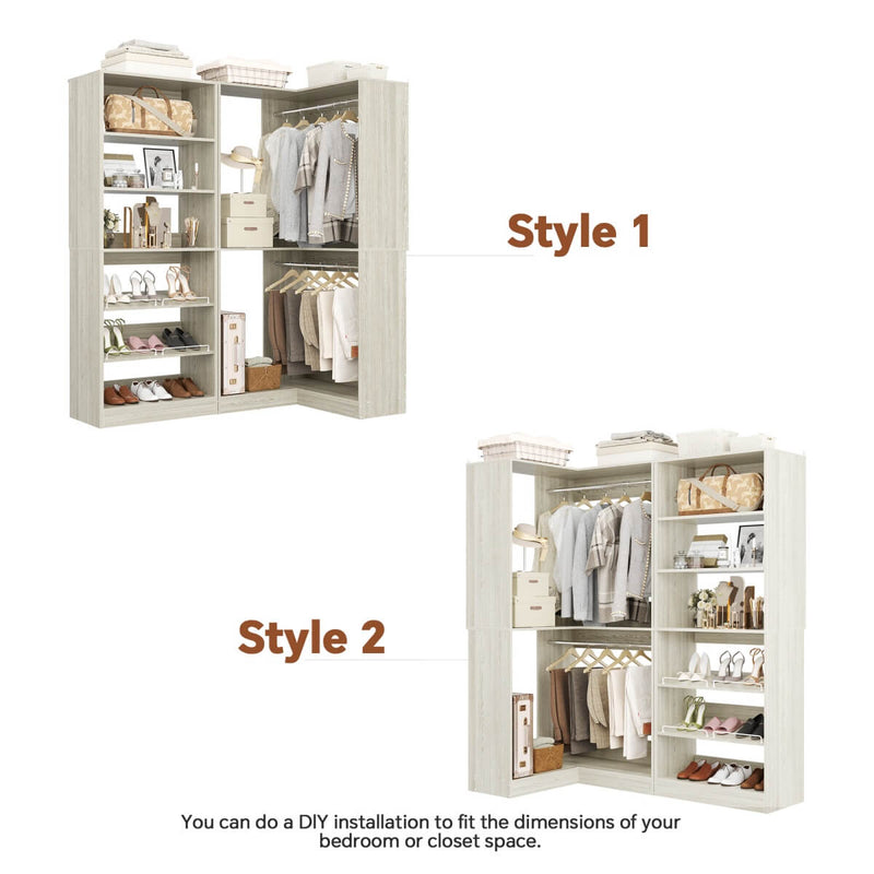 Heavy Duty Corner Closet System Set of 2, with Shoe Closet Tower