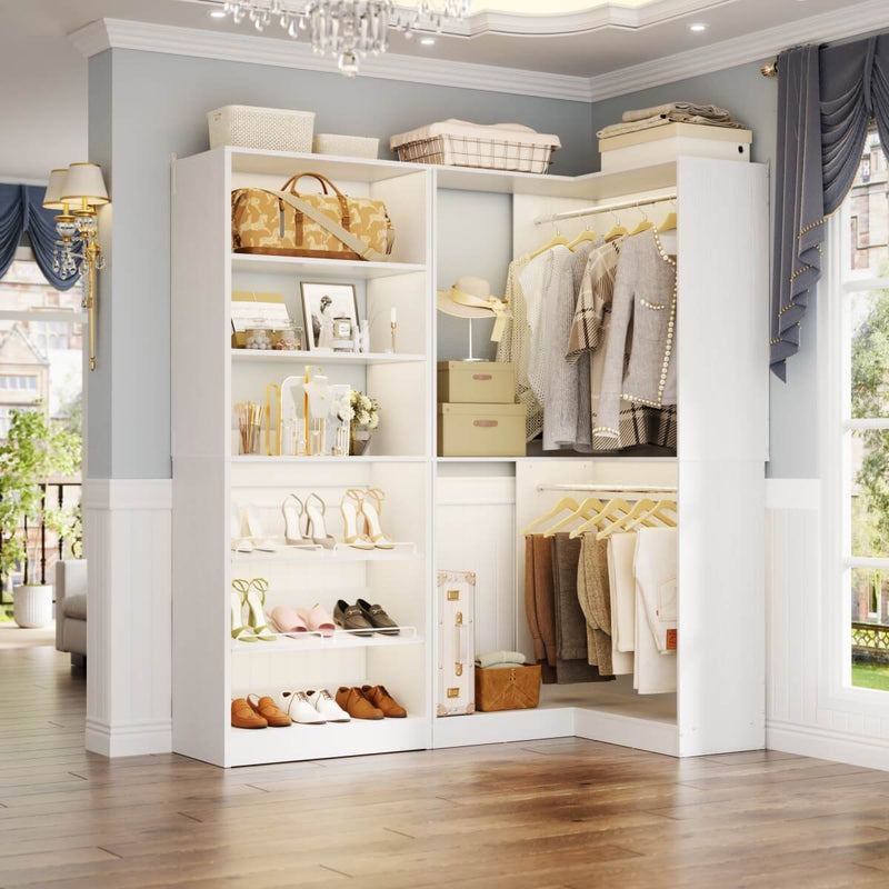 Heavy Duty Corner Closet System Set of 2, with Shoe Closet Tower