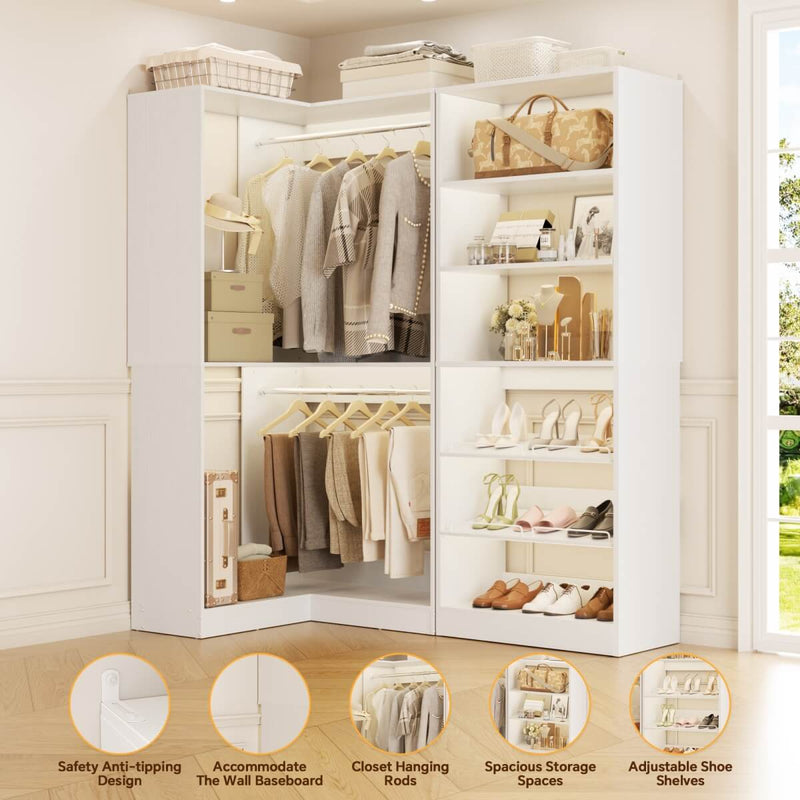 Heavy Duty Corner Closet System Set of 2, with Shoe Closet Tower