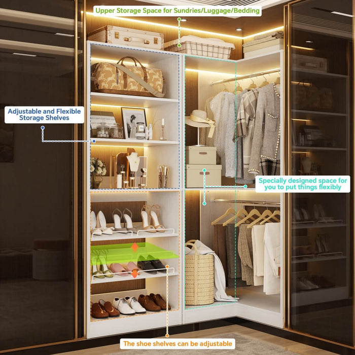 Heavy Duty Corner Closet System Set of 2, with Shoe Closet Tower