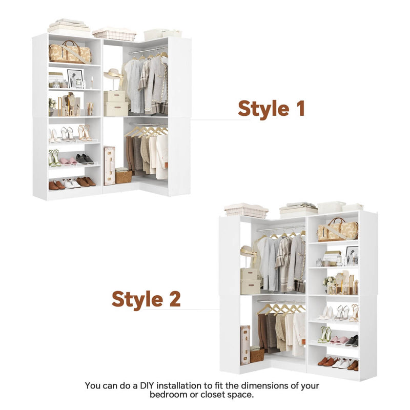 Heavy Duty Corner Closet System Set of 2, with Shoe Closet Tower