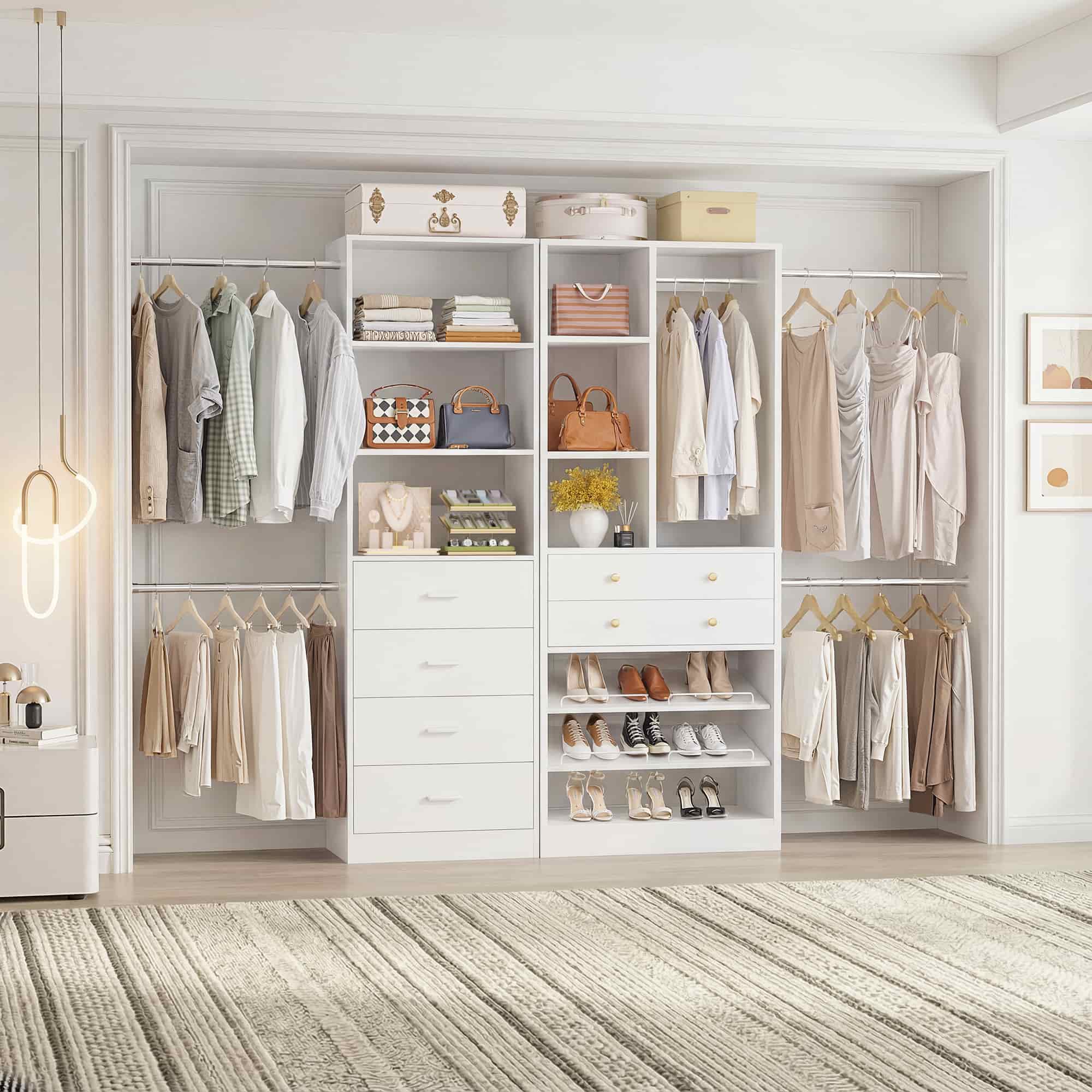49-127 inch Adjustable Closet Organizer System with 6 Drawers & 5